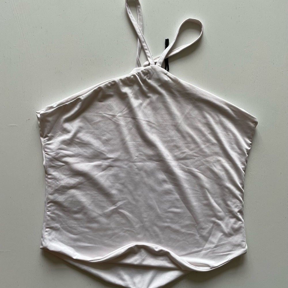 Nasty Gal White going out crop top with high neck